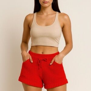 525 America Orange Knit Shorts XS NWT Acrylic Lounge Style with Pockets